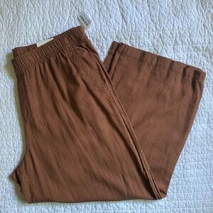 High waisted wide leg linen pants